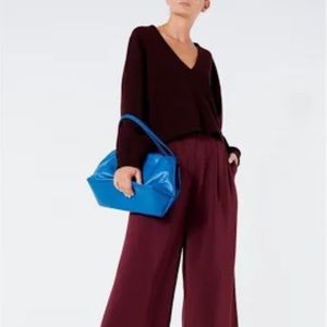 Tibi Sculpted Wool V-Neck Cropped Pullover Small